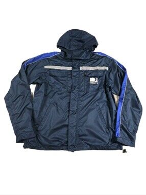 DirecTV Windbreaker Rain Jacket Blue Waterproof Zip Outdoor Size XL Gorpcore